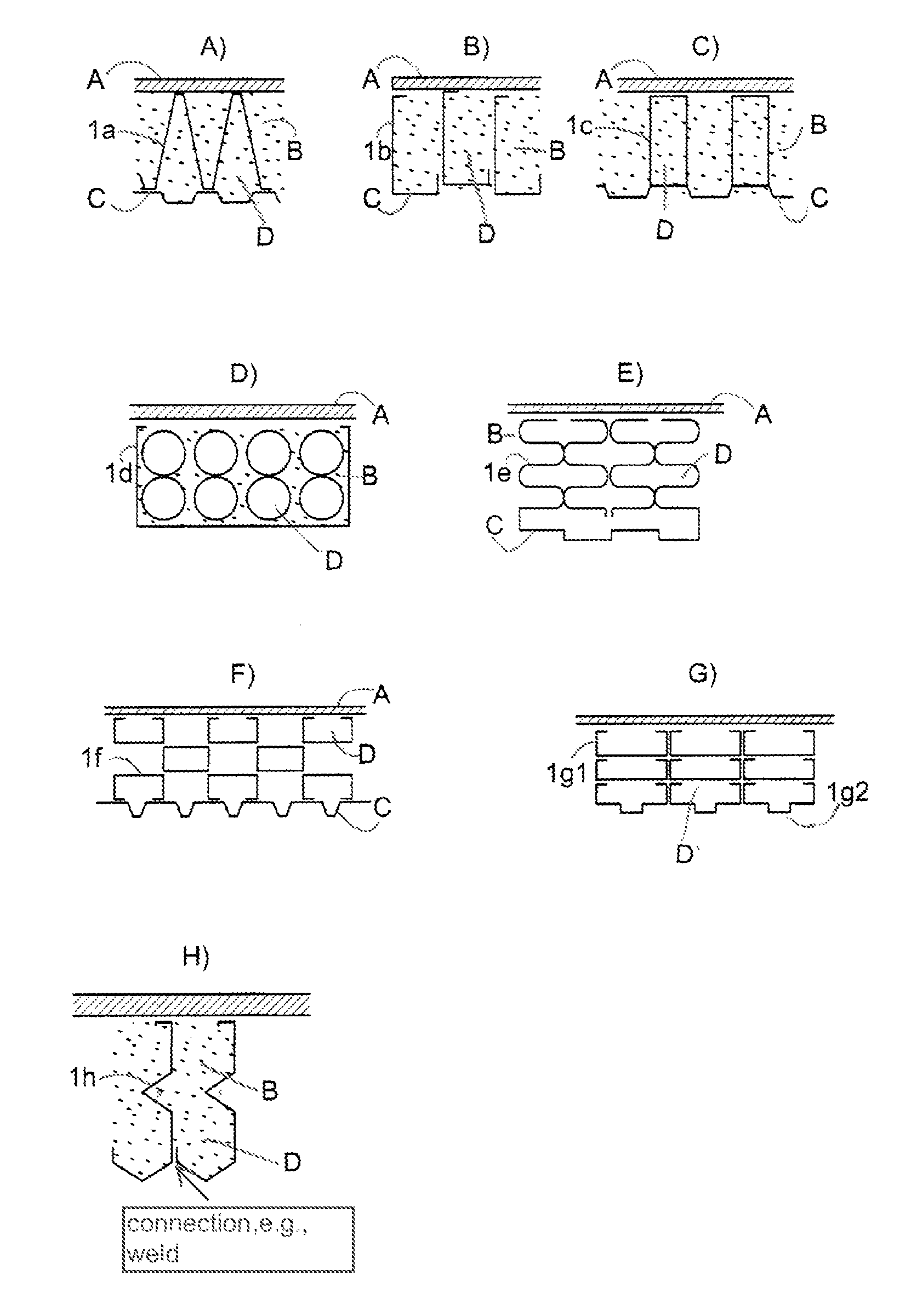 Method of producing an enforced delimited element and such an element