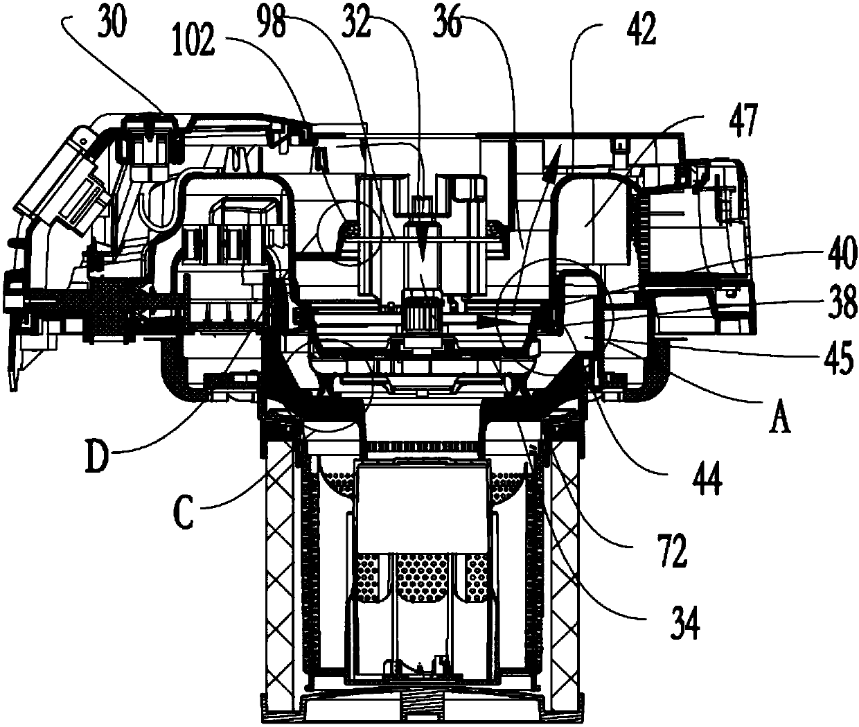 Sealing installation mechanism of motor in small and medium-sized electrical appliance