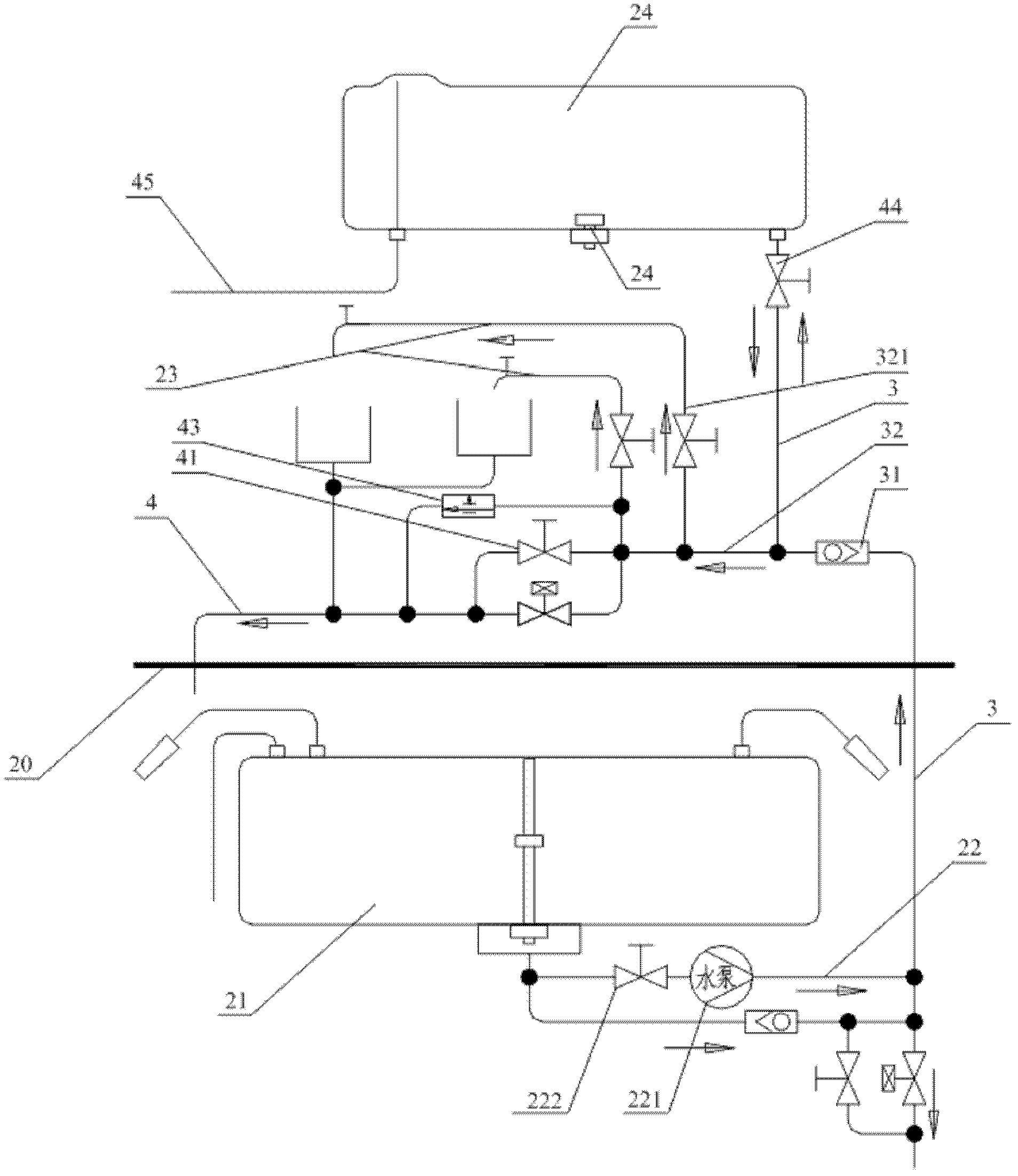 Water supply system of railway vehicle