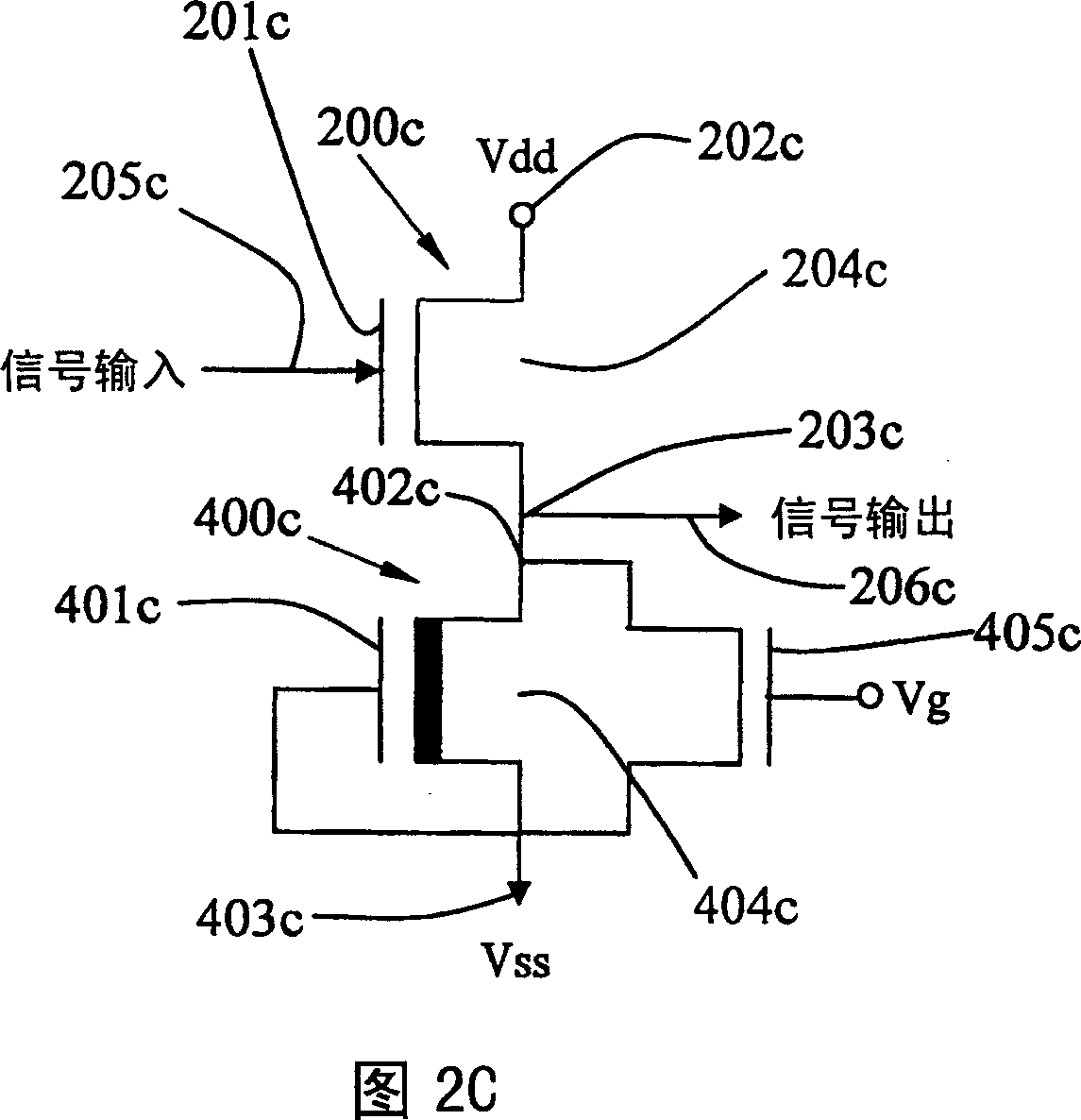 Circuit structure of organic thin film transistor with dual-gate and its use