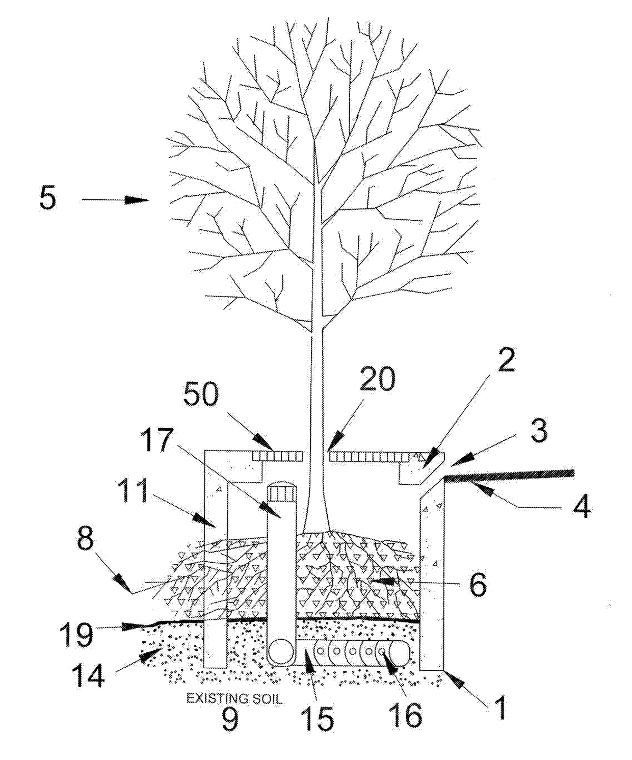 Tree Frame and Grate System and Method to Improve Growth of Vegetation in an Urban Environment