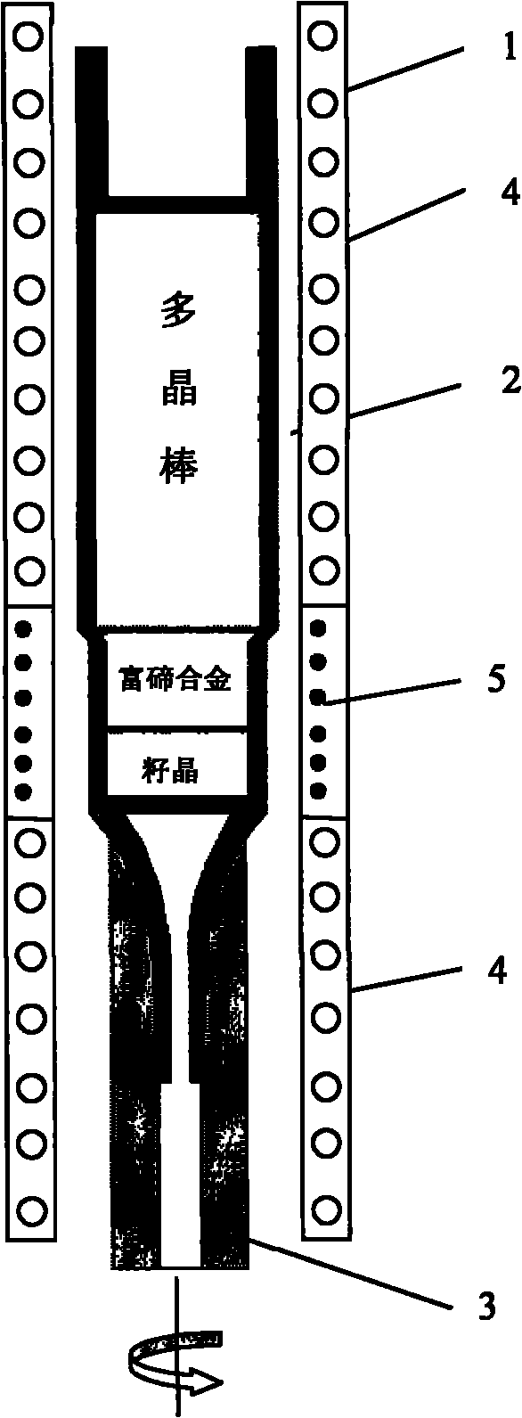 Method and device for growing cadmium zinc telluride crystals in mobile tellurium solvent melting zone