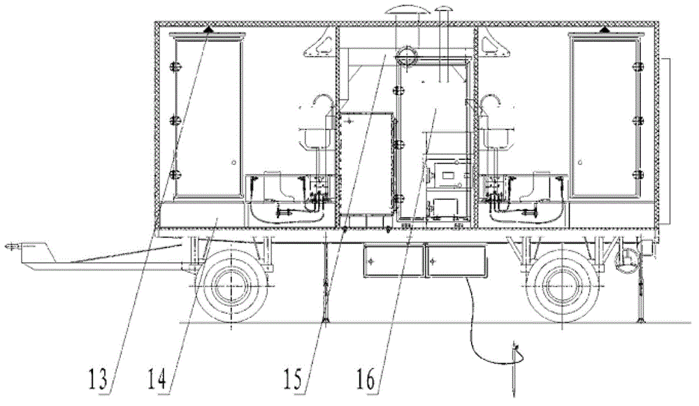 An integrated decontamination trailer for nuclear, biological and chemical pollution