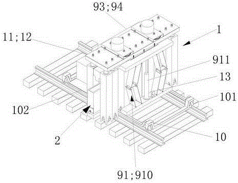 A vibrating rotary excavation and ballast filling machine between sleepers