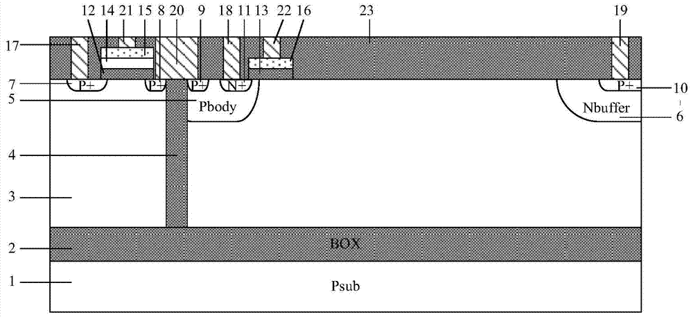 A trench isolated lateral insulated gate bipolar transistor