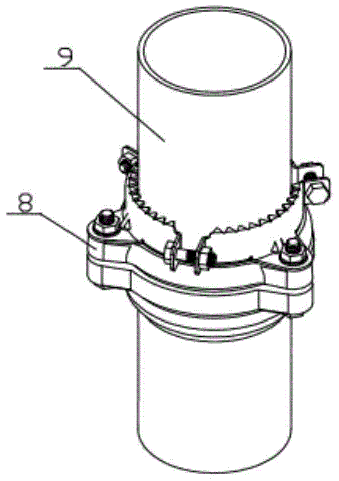 Thread-off proof clamp for flexible bell socket cast-iron drain pipe