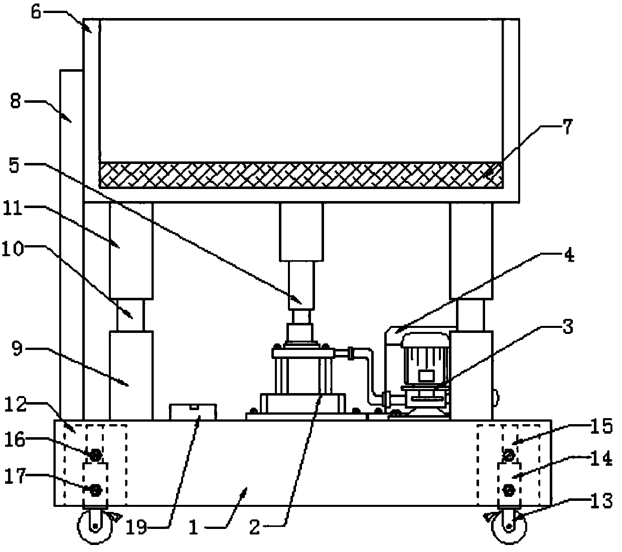 Building lifting device convenient to move and fix