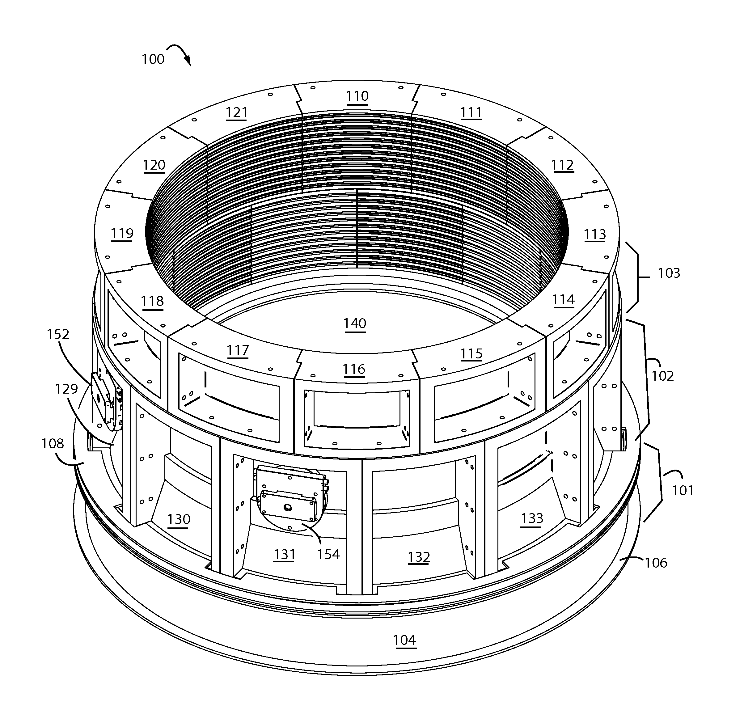 Elastically interconnected cooler compressed hearth and walls