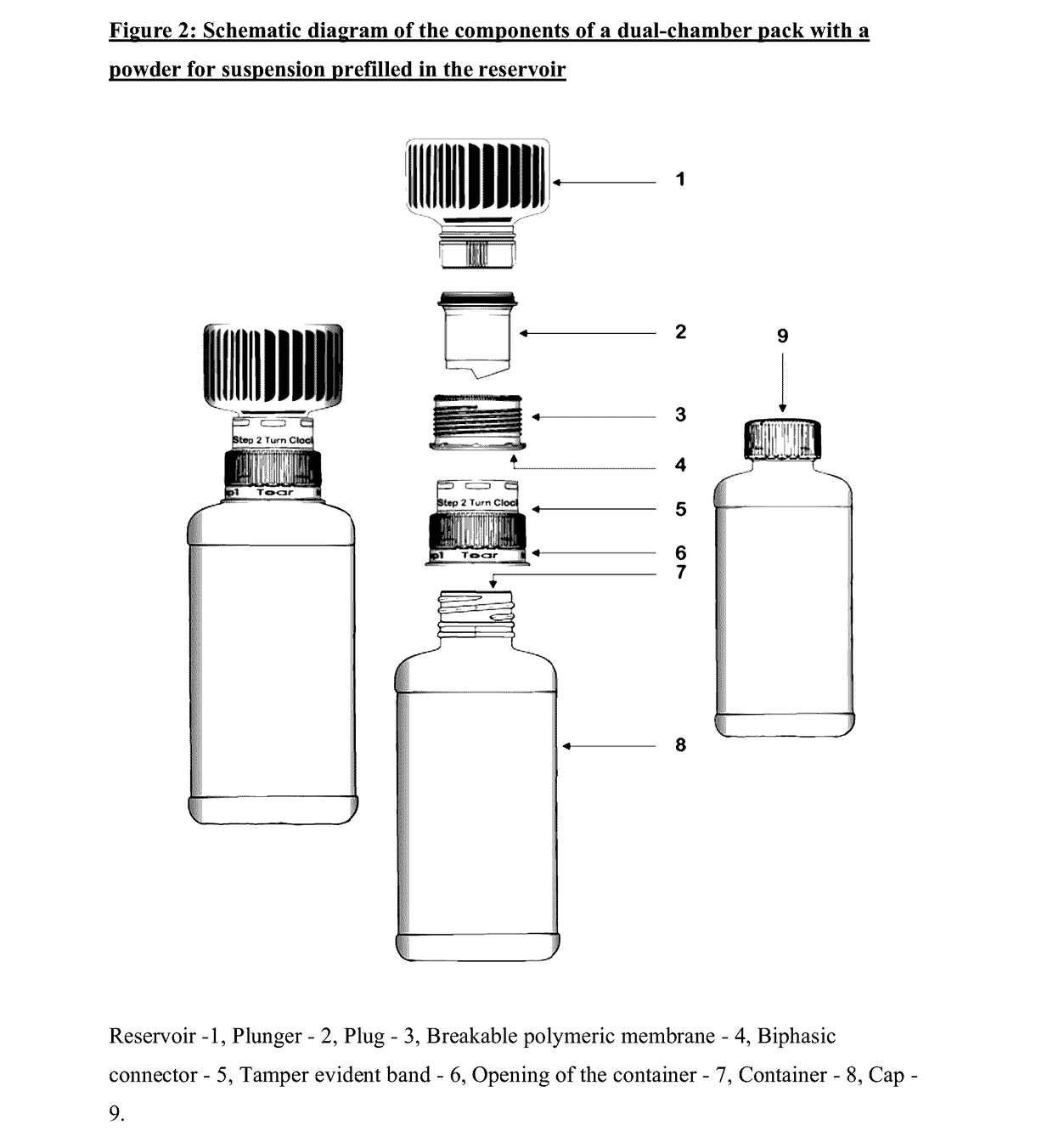 Dual-chamber pack for extended release suspension compositions