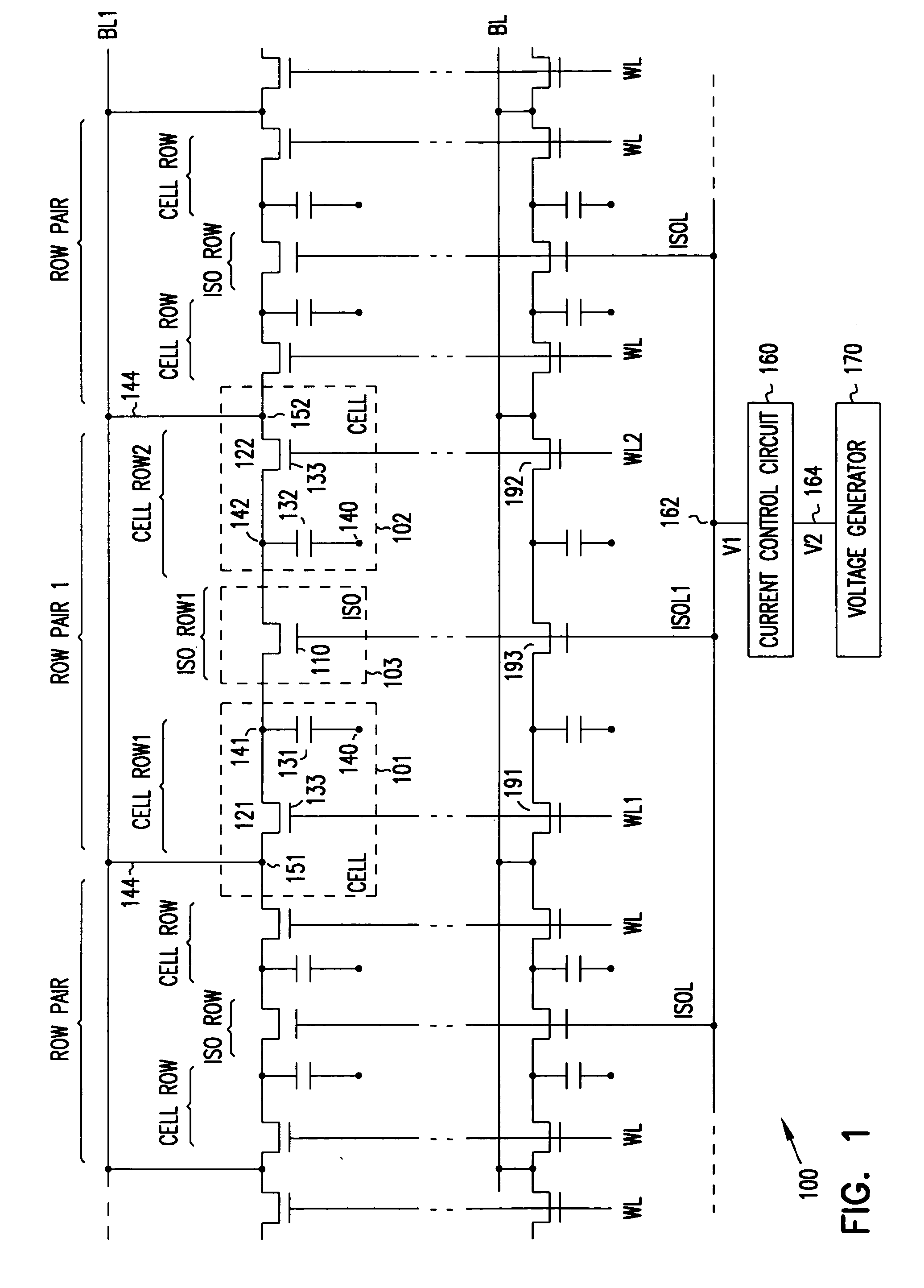 Isolation device over field in a memory device