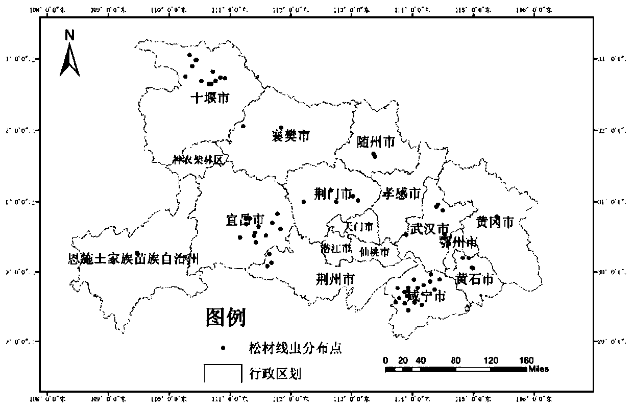 Bursaphelenchus xylophilus invasion risk prediction method based on ecological niche factor model