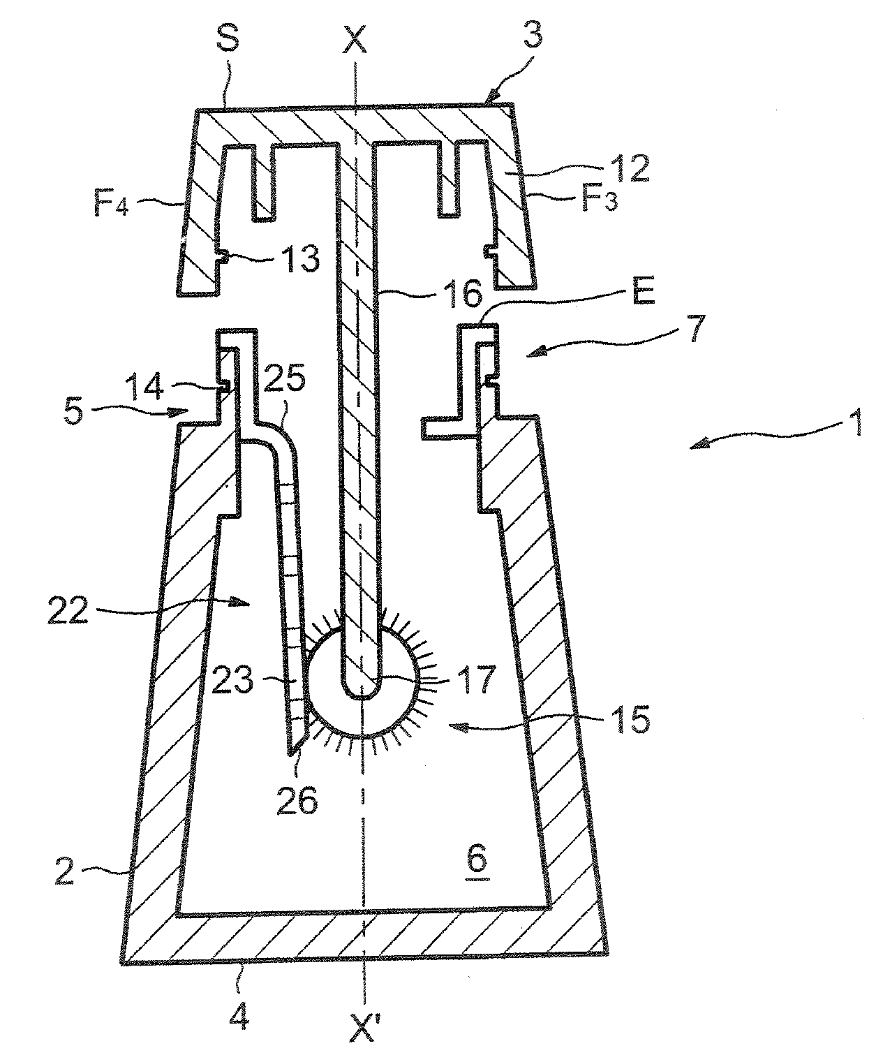 Device for packaging and applying a cosmetic or care product having a rotating component and corresponding application method