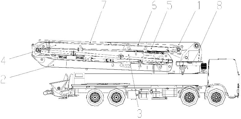 Concrete pump truck and arm support thereof