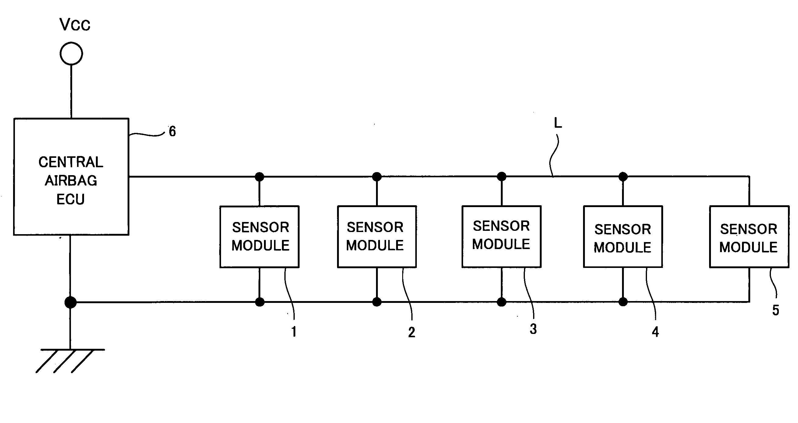 Apparatus for transmitting data acquired from bus-connected plural on-vehicle sensors to processing unit