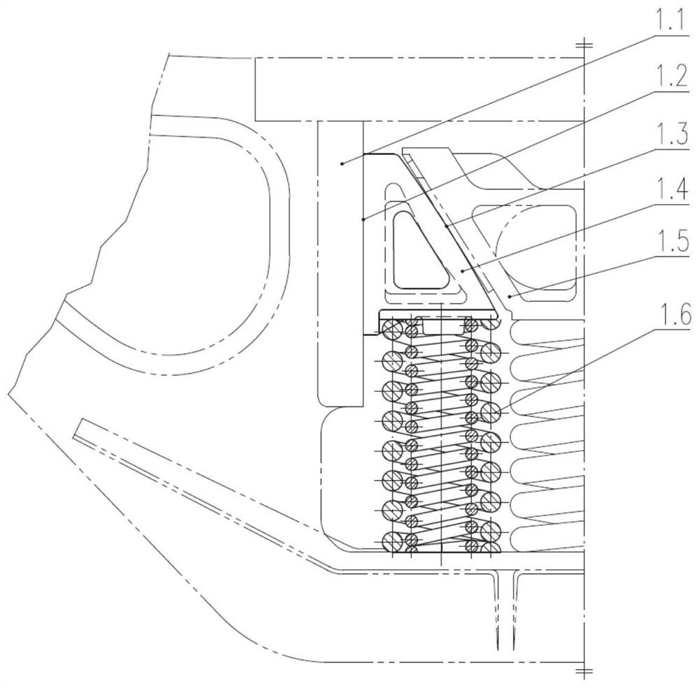 Damping device for elastic connection of oblique wedge and bolster for railway freight car bogie and bogie