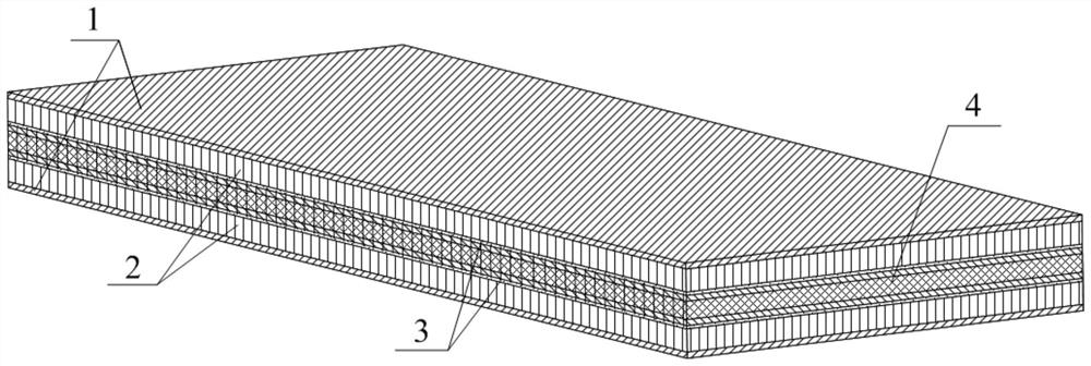 Fiber-metal hybrid composite material filled with MRE interlayer and preparation method thereof