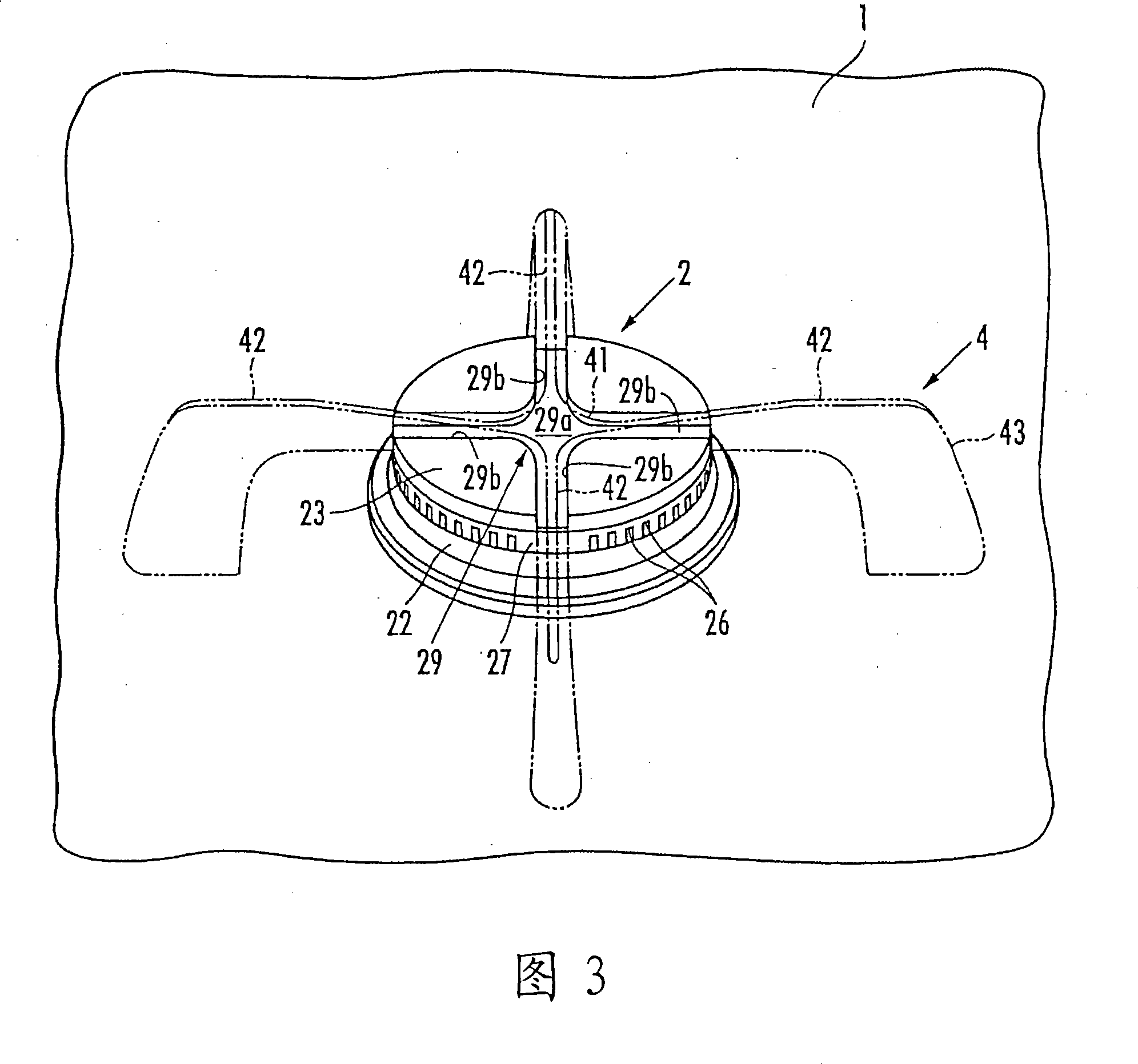 Combustion gas kitchen range