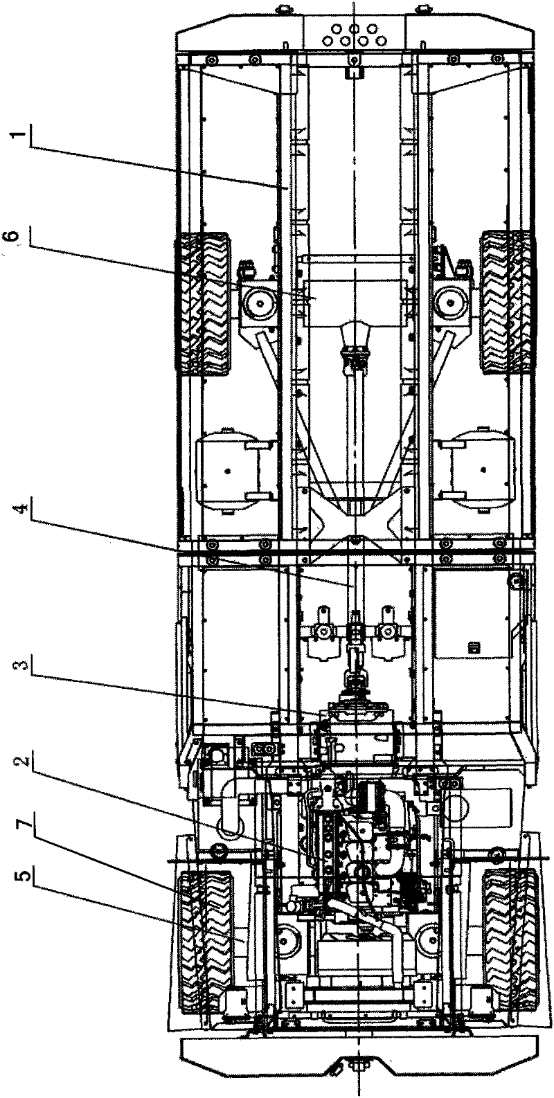 Trackless rubber-tired vehicle for mining