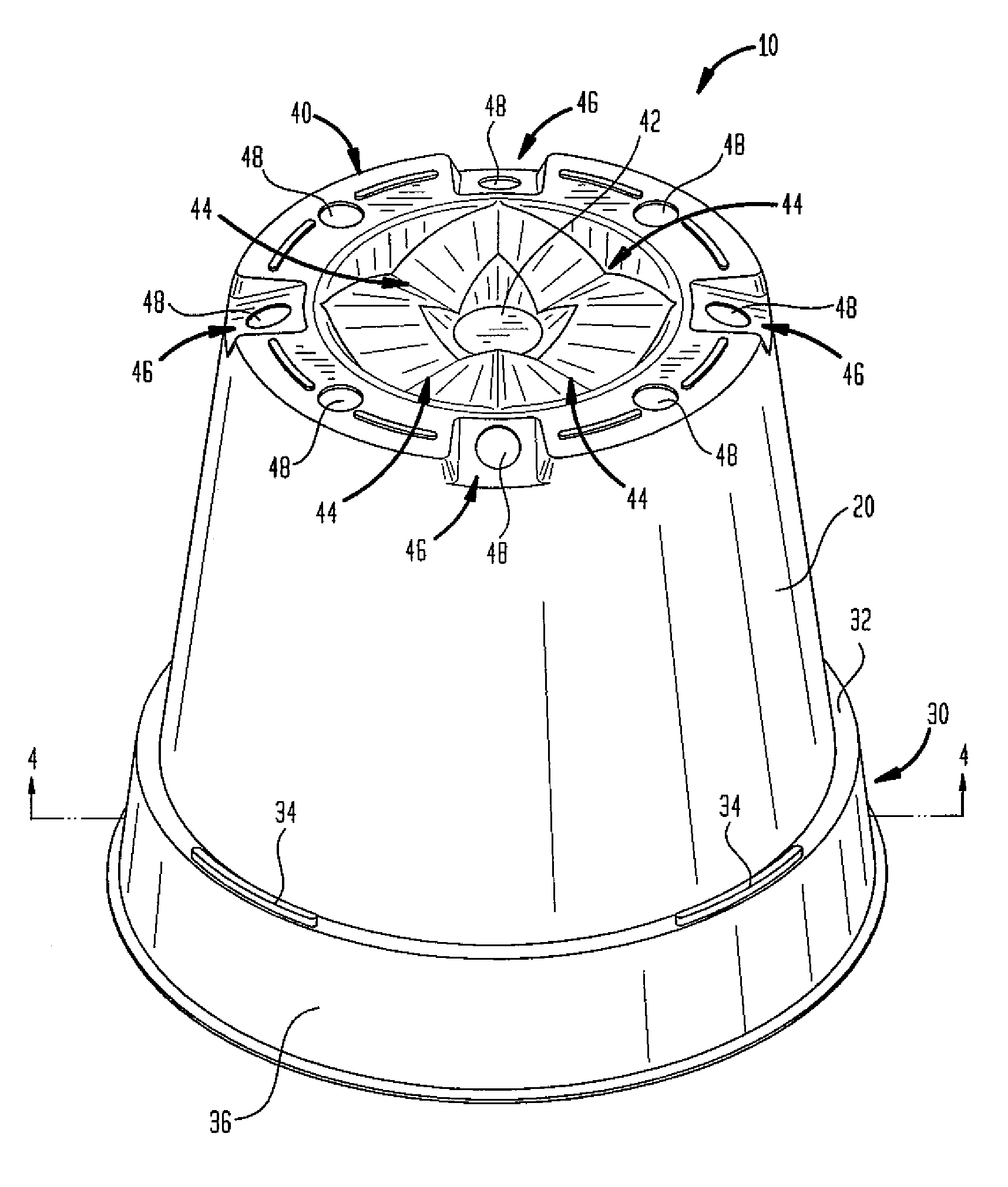 Planting pots and multi-compartment tray having self-orienting configuration