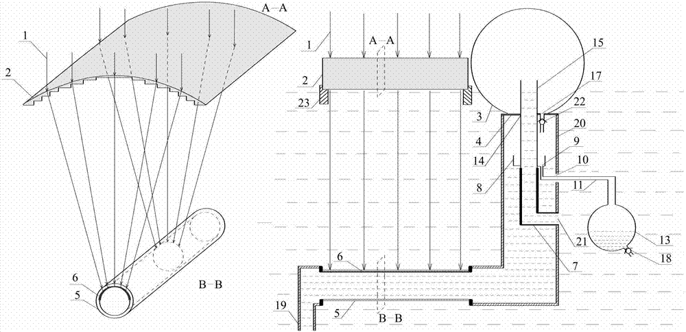 Semi-immersed type solar seawater desalination system