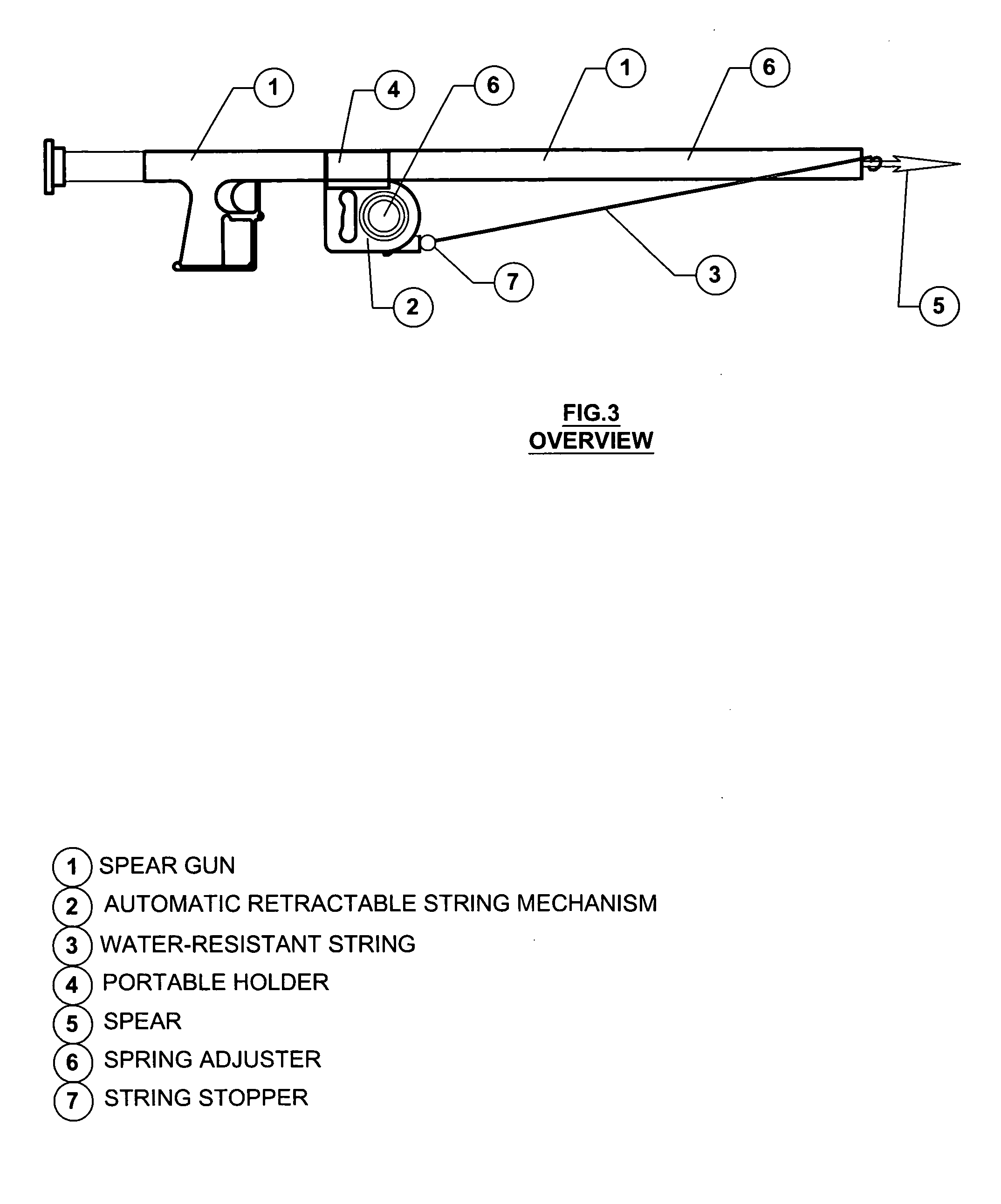 Spear gun with retractable string mechanism