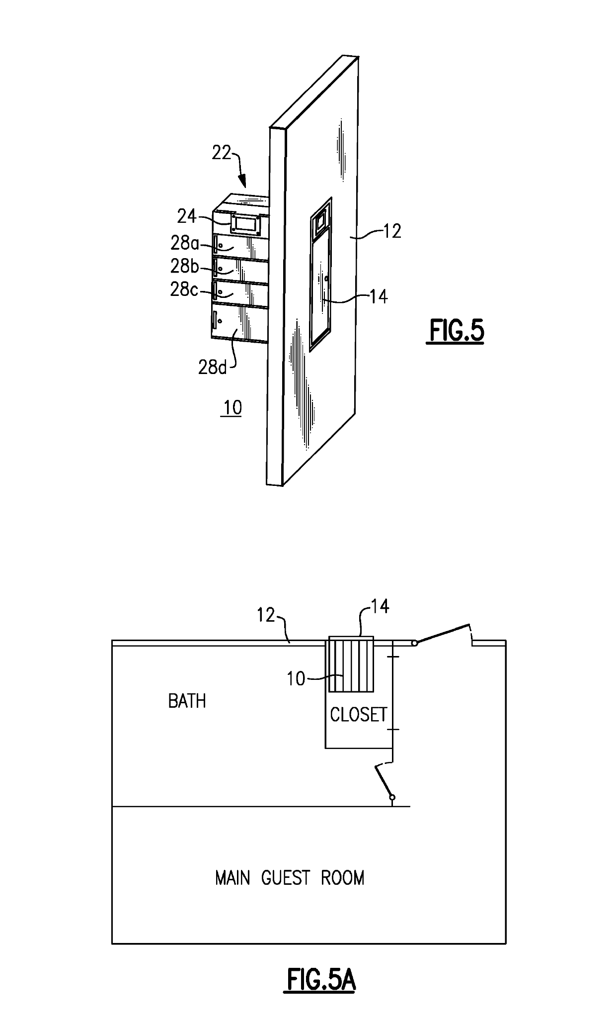 Pass-through convenience cabinet for hotel or similar public accommodation