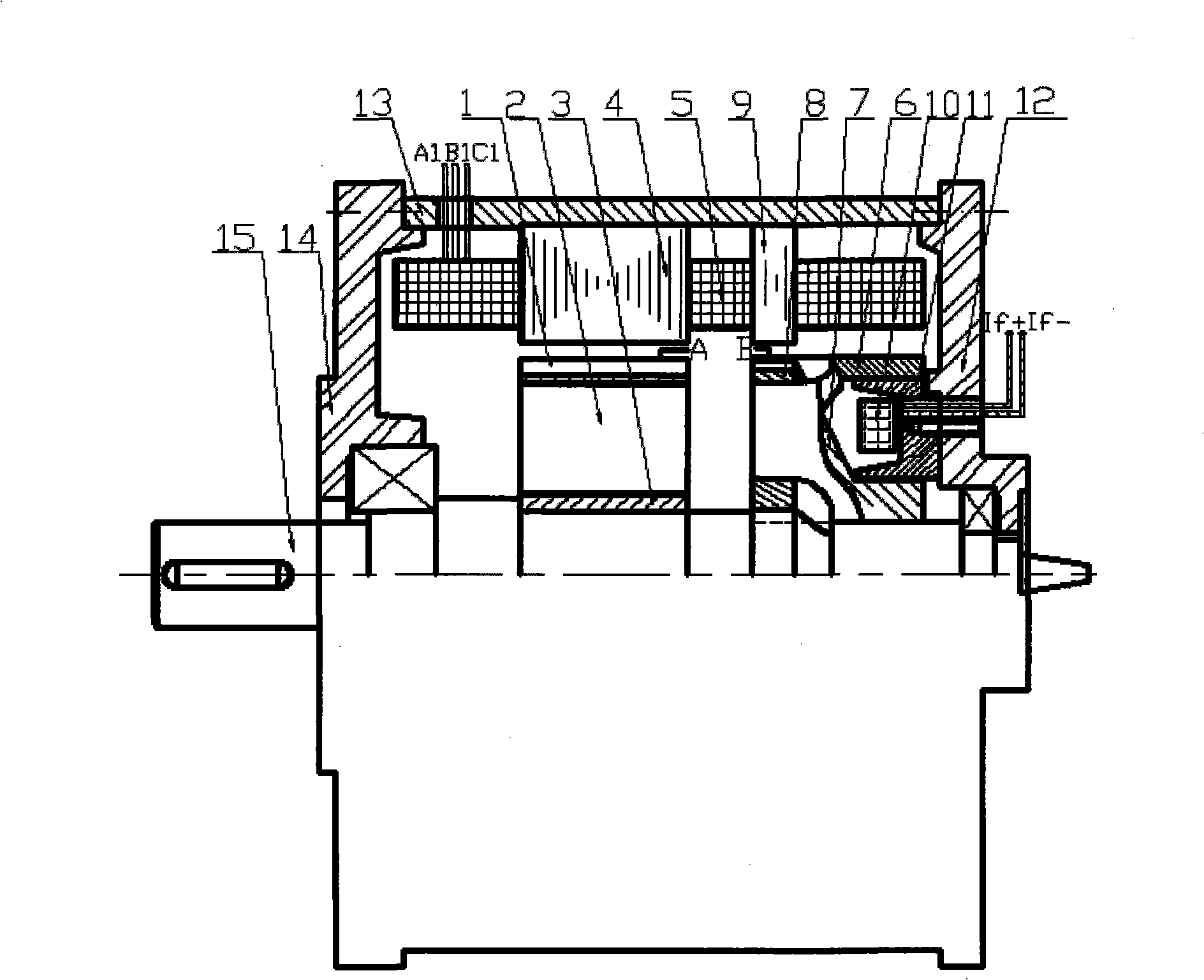 Mixed field excitation brushless synchronous motor with coordination structure