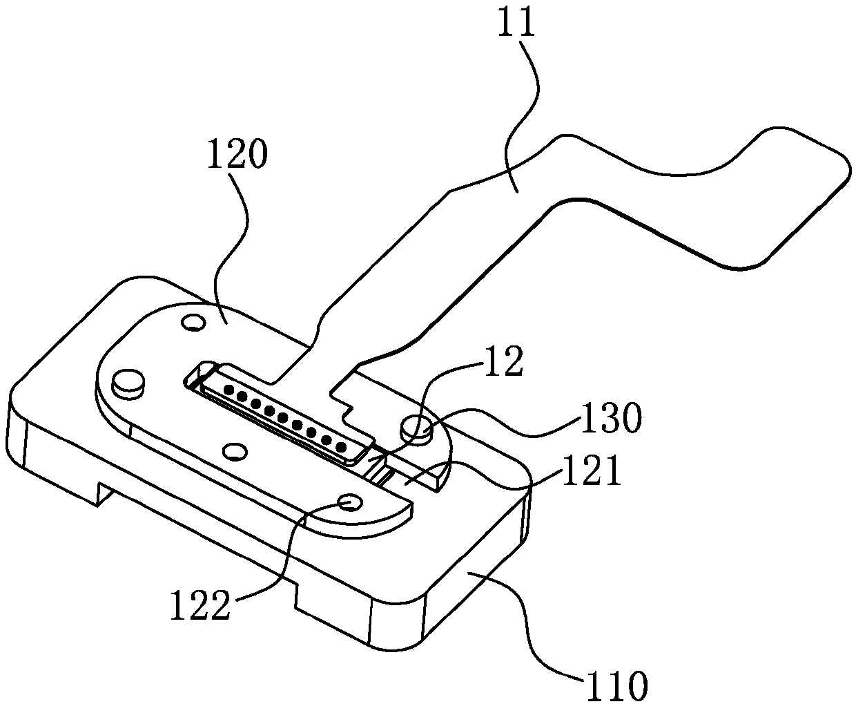 Press fit fixture for flexible printed circuit