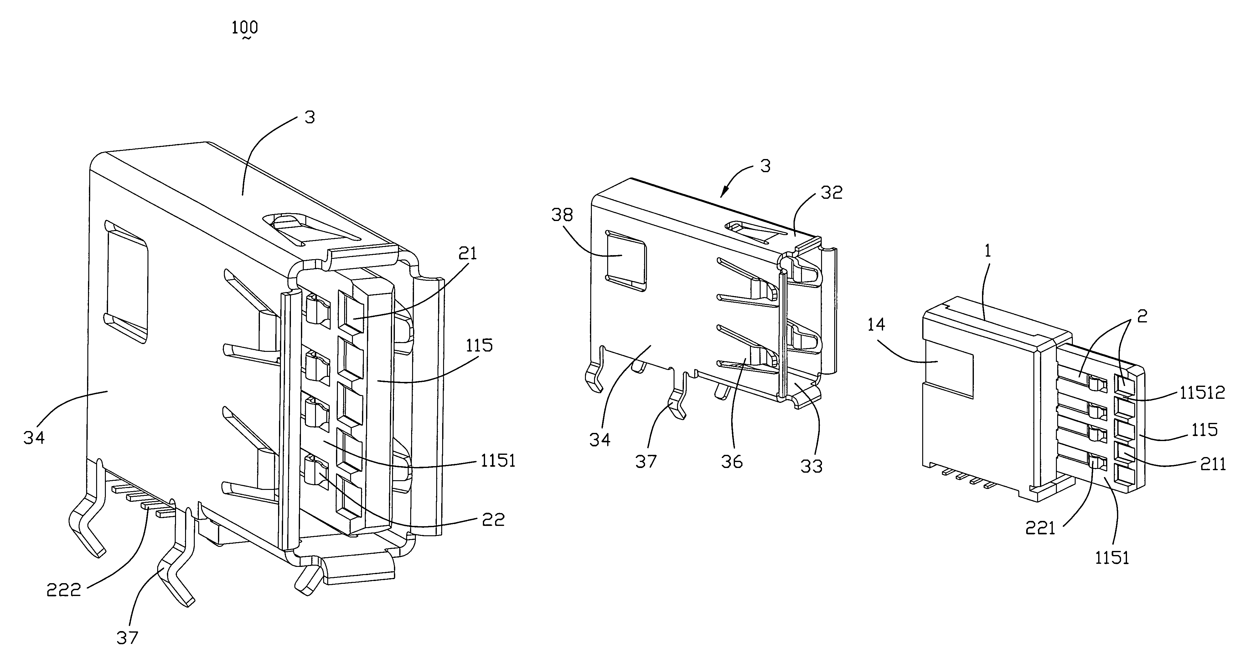 Electrical connector with a tongue with two sets of contacts