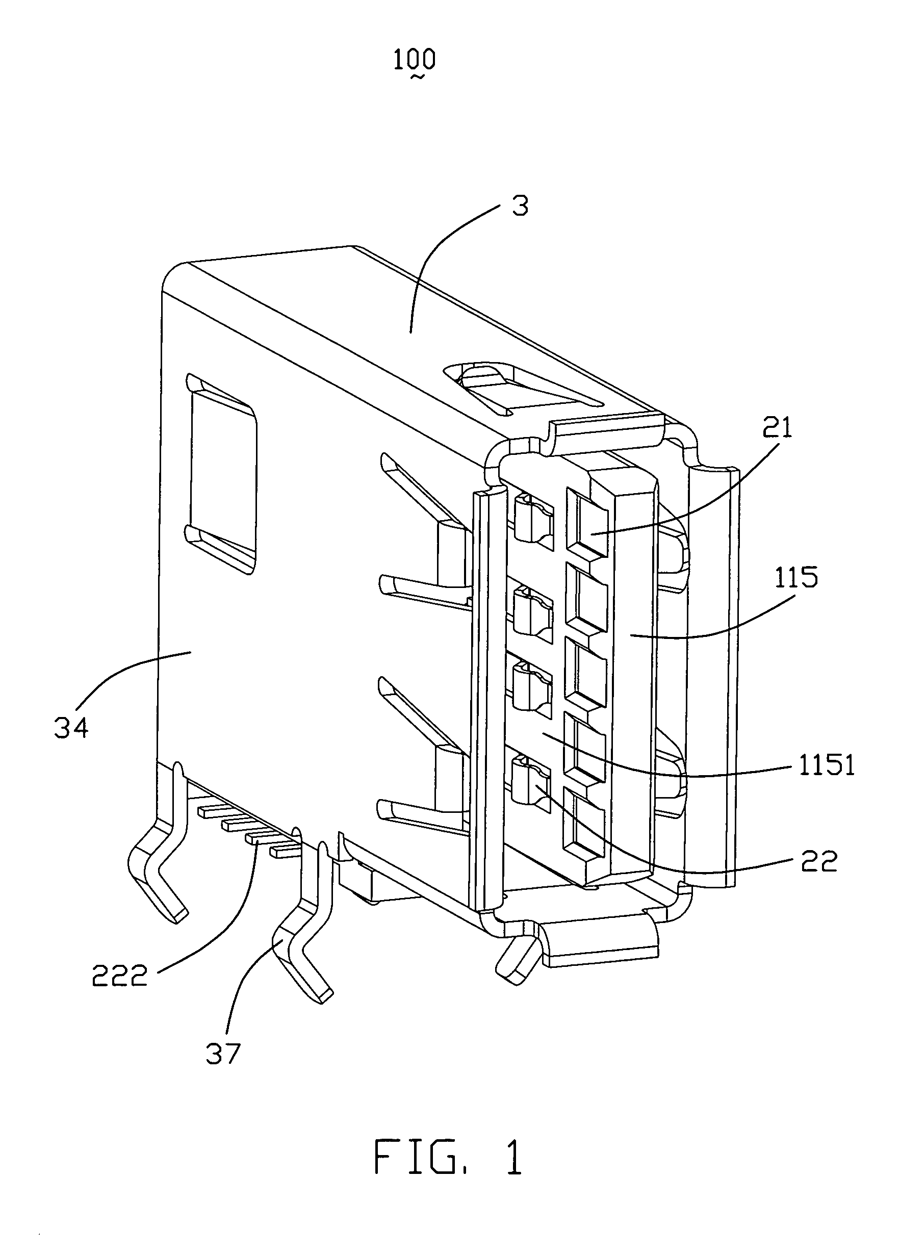 Electrical connector with a tongue with two sets of contacts