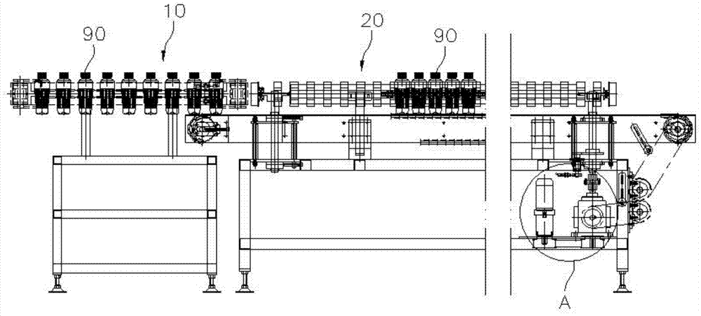 Channel dividing conveying device for conical flask