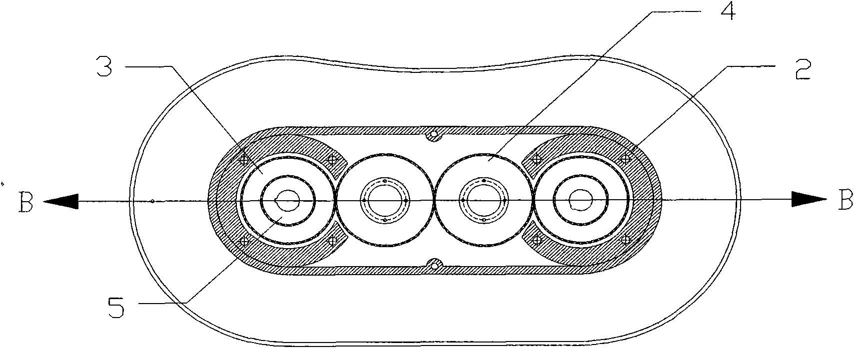 Four-head planetary contra-rotating grinding head