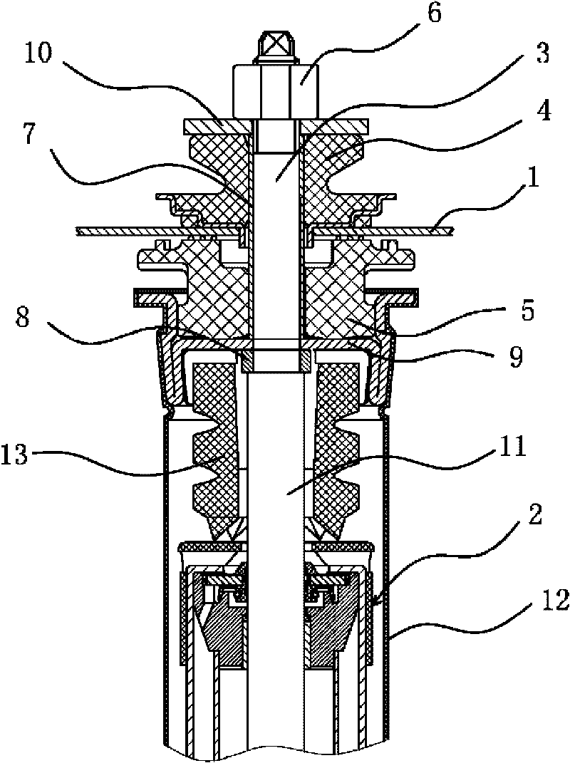 Connecting device for rear shock absorber of automobile