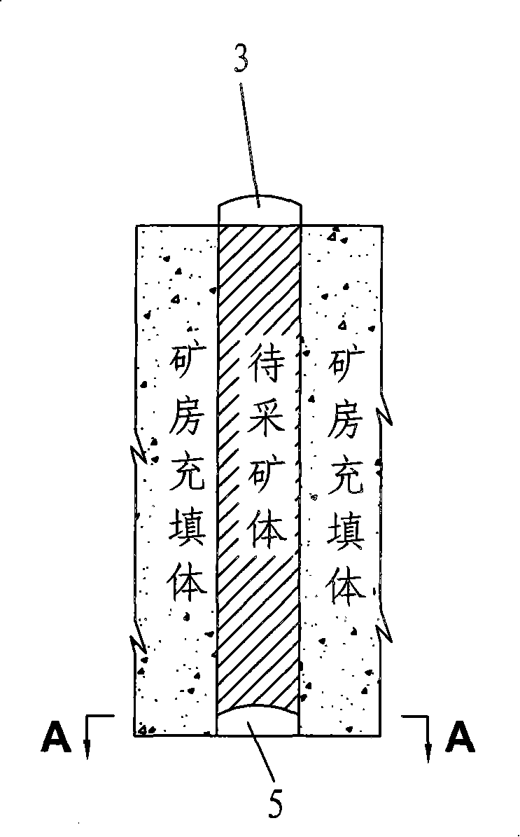 Non-bottom pillar deep hole falling-back type mining method