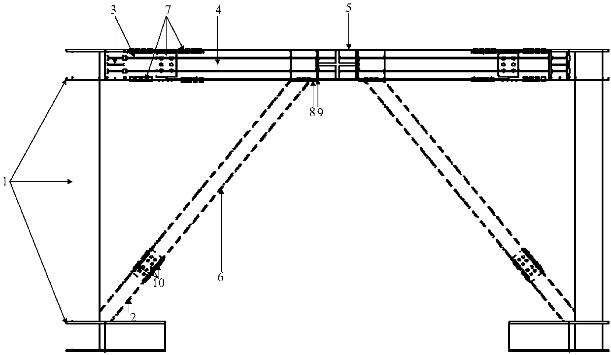 Self-resetting steel frame eccentric support system