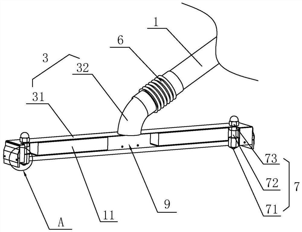 Handheld transverse sweeping type universal double-supporting-wheel vacuum suction head