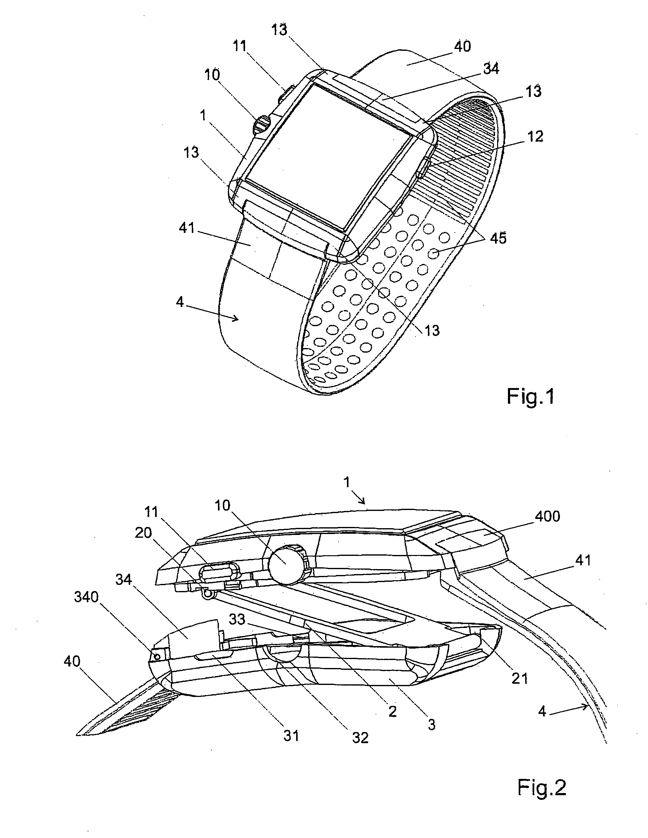 Watch case including a strap clasp