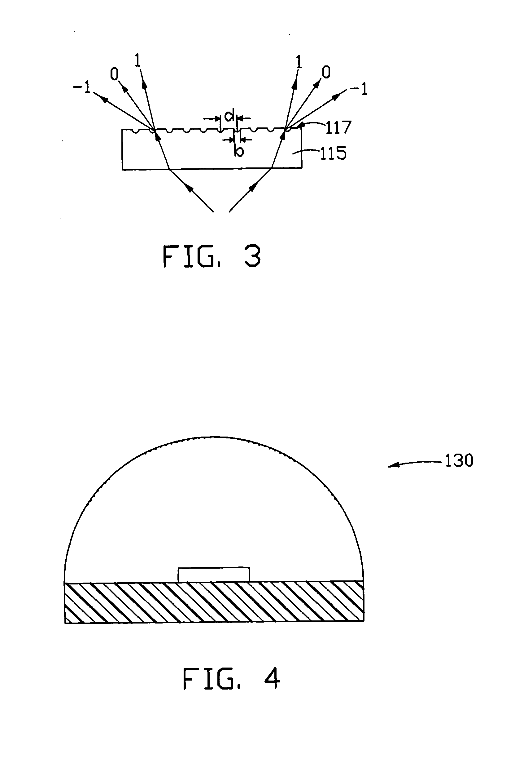 Light emitting diode having diffraction grating and planar light source device using the same