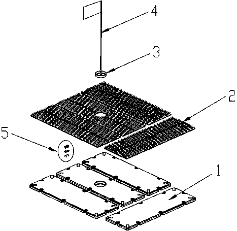 Combined putting green for water-borne golf club swinging exercise