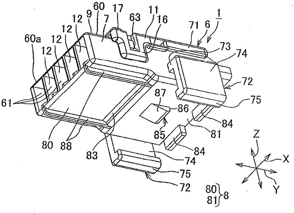 Connector and fixing structure for fixing connector to support member