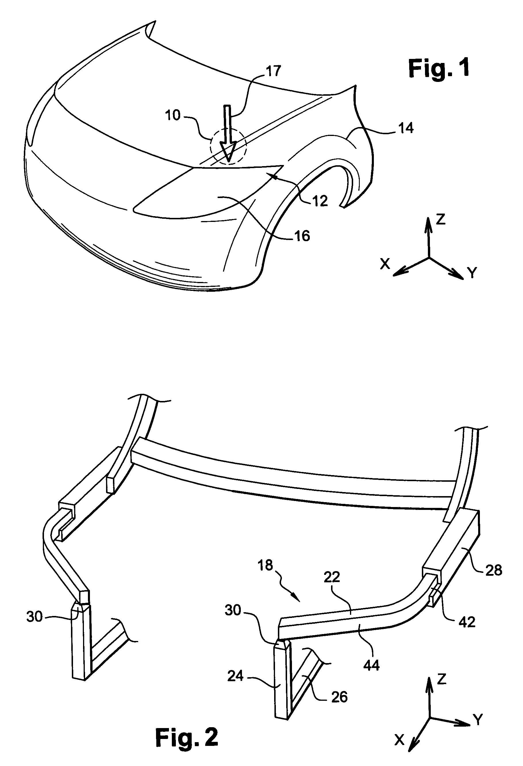 Motor vehicle part including light unit support means