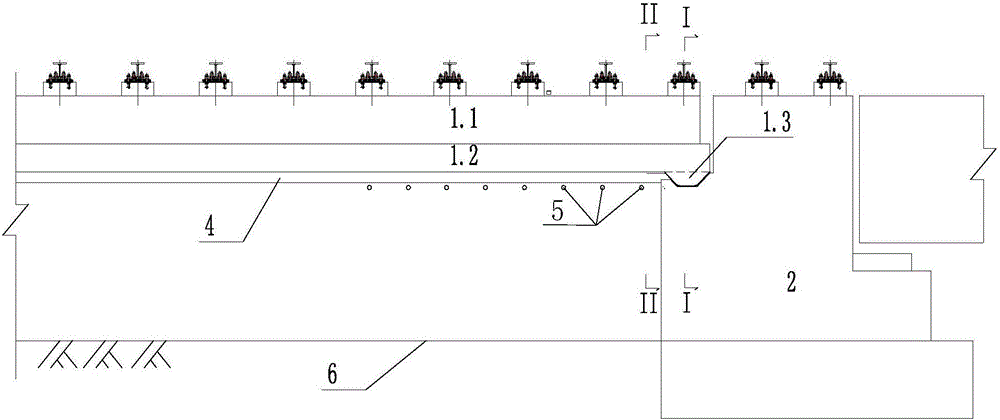 A structure for the transition section between the low-mounted track beam and the viaduct in a medium-low speed maglev traffic engineering