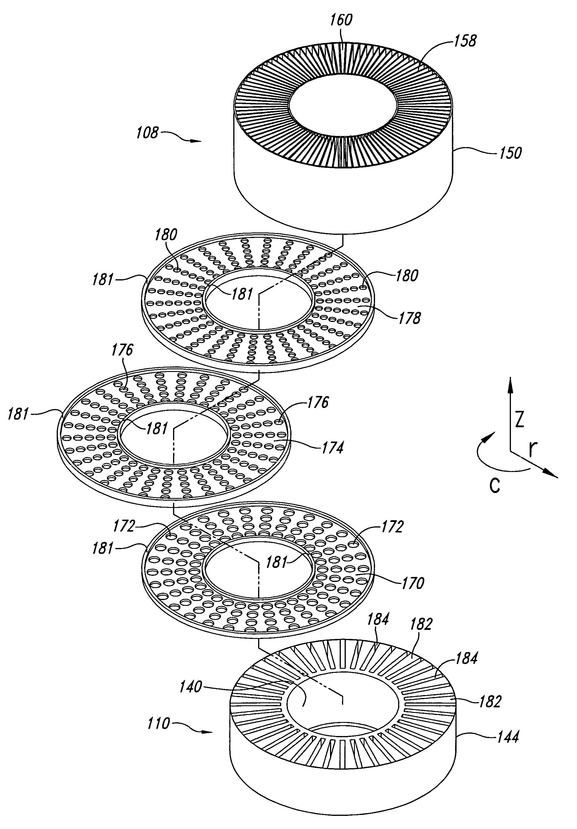 Channelized stratified regenerator with integrated heat exchangers system and method