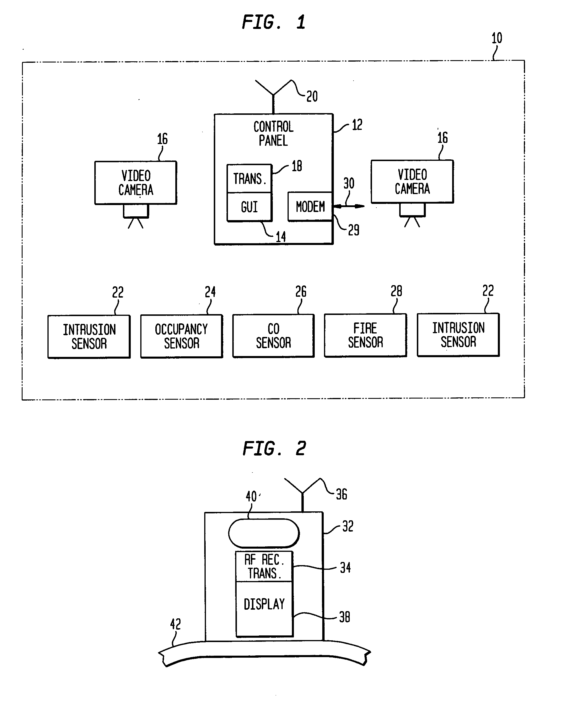 Security system with wireless RF portable monitor