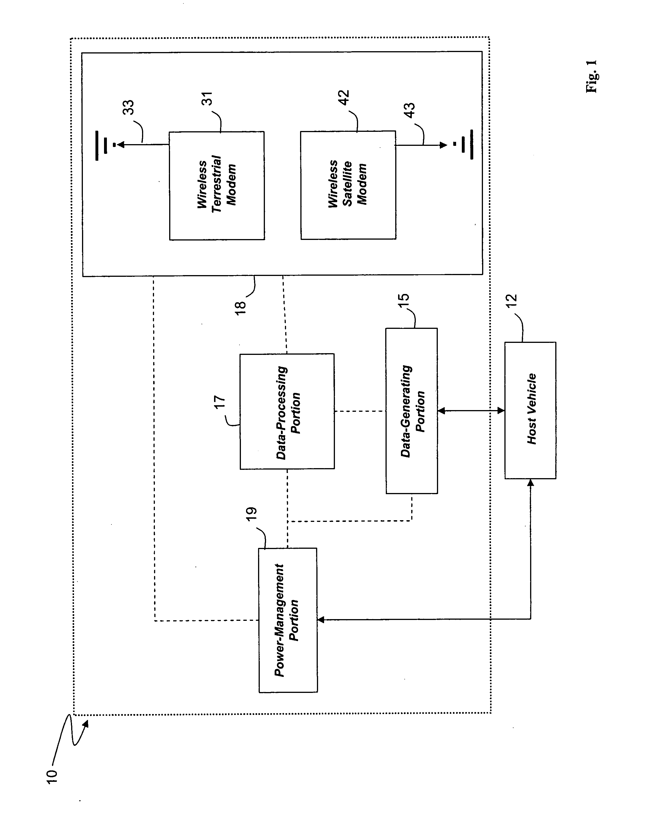 Wireless vehicle-monitoring system operating on both terrestrial and satellite networks