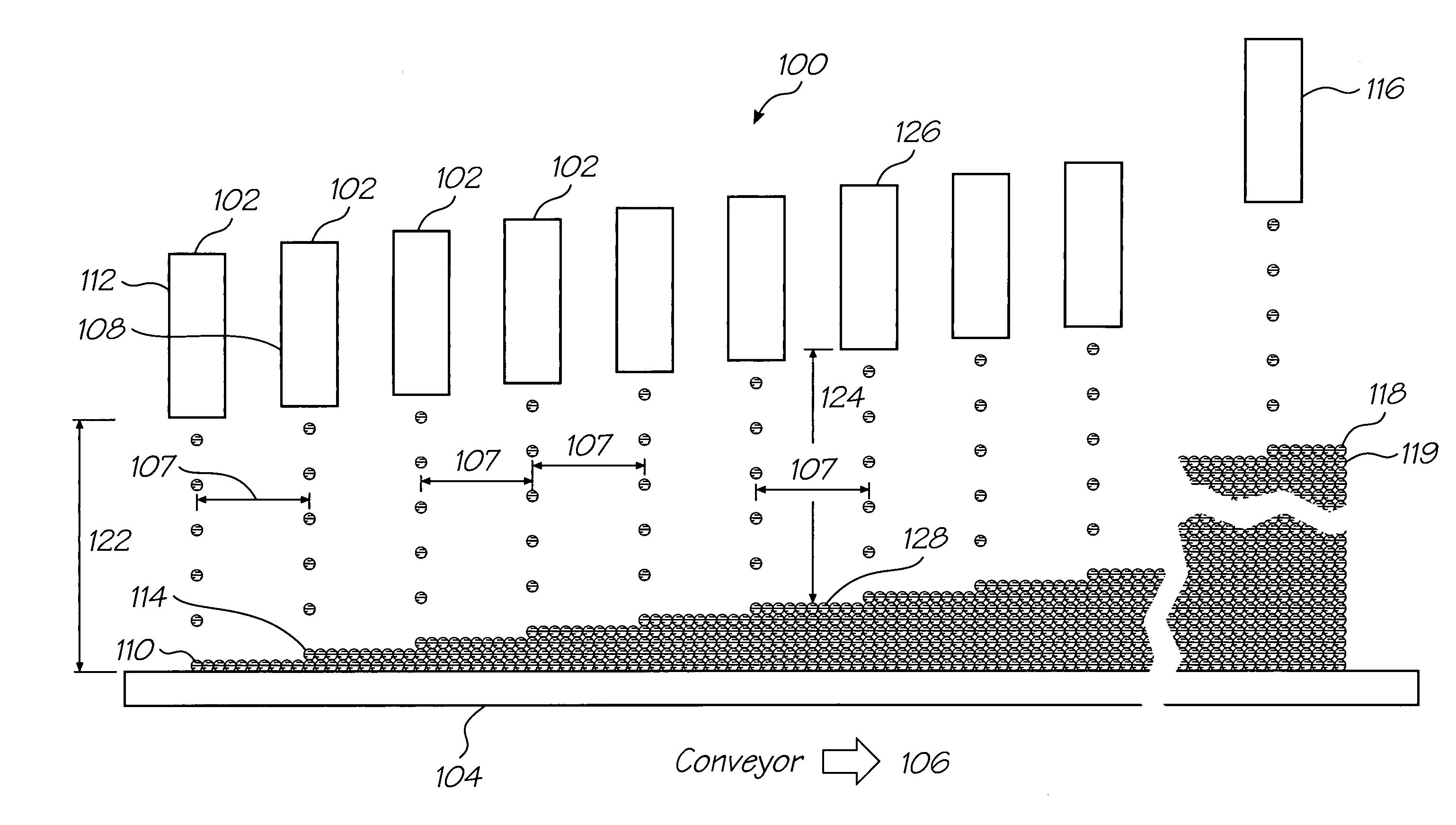 Dynamically configured 3-D object creation system with built-in printhead failure correction mechanism