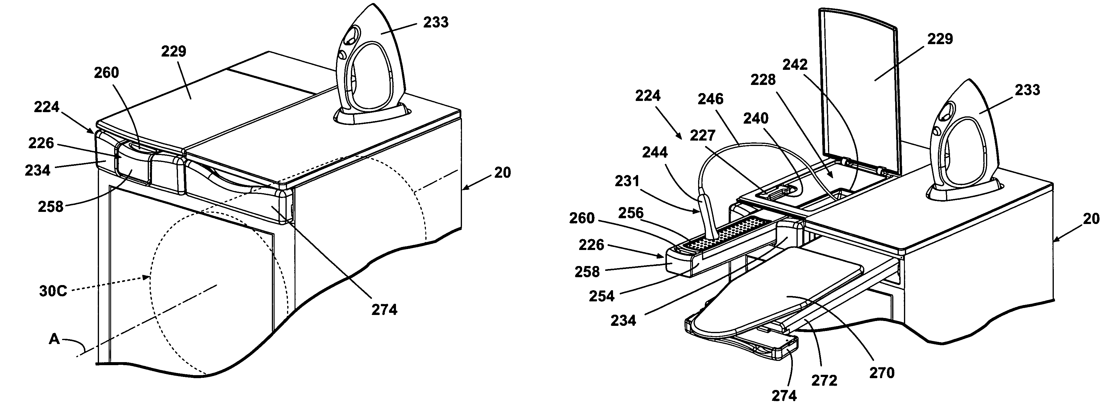 Automatic fabric treatment appliance with a manual fabric treatment station