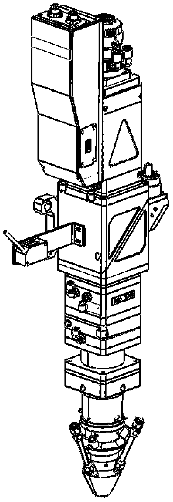 Dynamic adjusting method, device and system for height of laser head of laser cladding machine tool