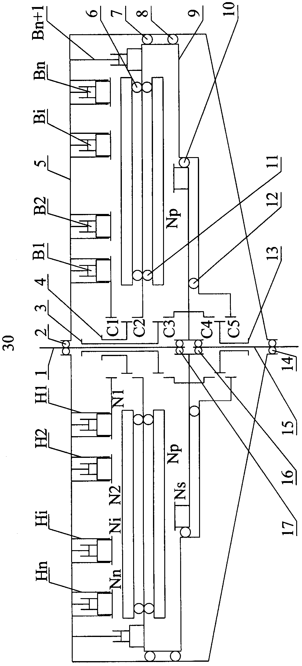 2n+2 gear transmission based on angle gear transmission mechanism