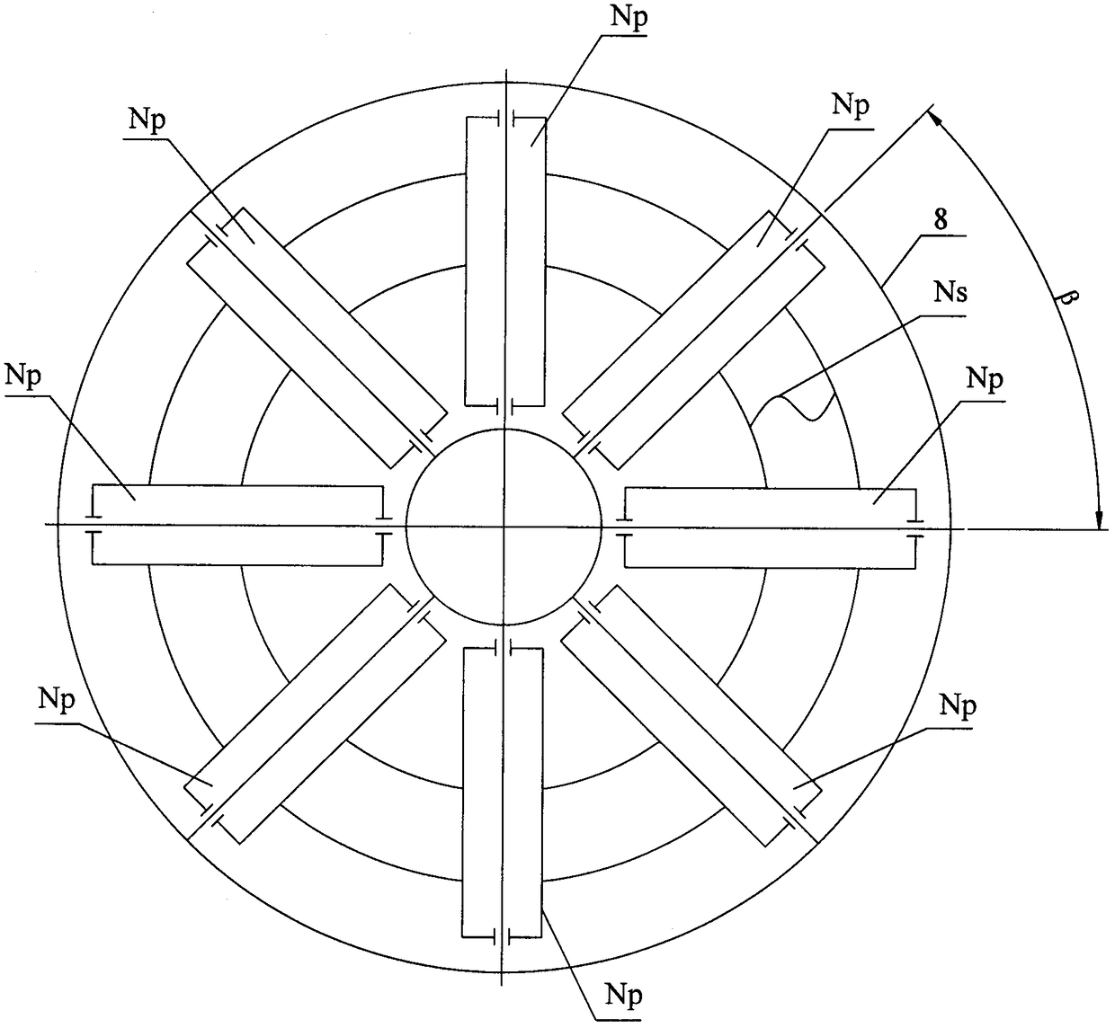 2n+2 gear transmission based on angle gear transmission mechanism